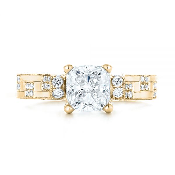 18k Yellow Gold 18k Yellow Gold Custom Diamond Engagement Ring - Top View -  102895