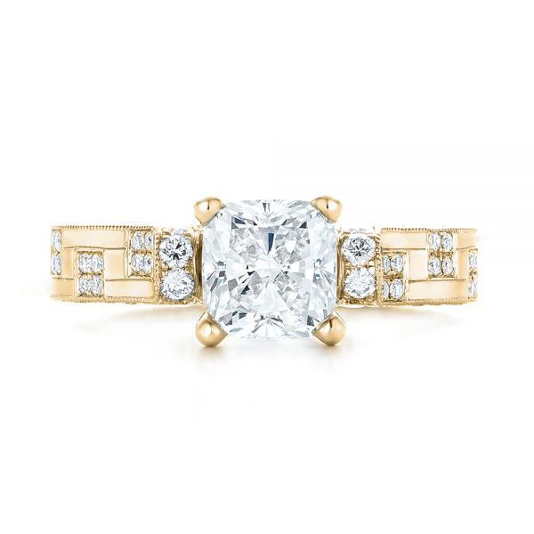 14k Yellow Gold 14k Yellow Gold Custom Diamond Engagement Ring - Top View - 102895