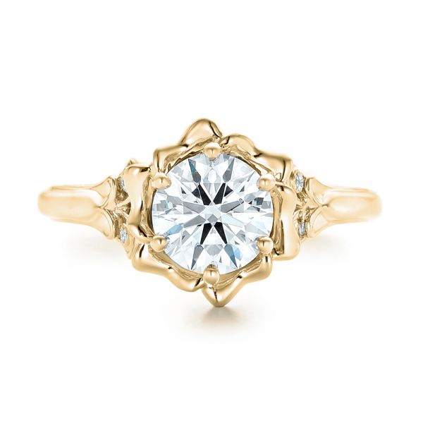 14k Yellow Gold 14k Yellow Gold Custom Diamond Engagement Ring - Top View -  102896