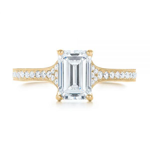 18k Yellow Gold 18k Yellow Gold Custom Diamond Engagement Ring - Top View - 102904