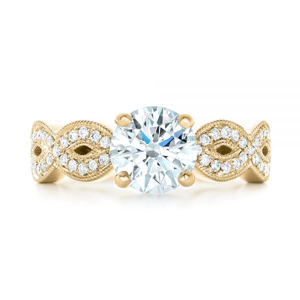 14k Yellow Gold 14k Yellow Gold Custom Diamond Engagement Ring - Top View -  102905