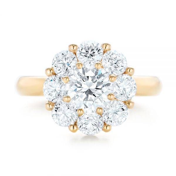 18k Yellow Gold Custom Diamond Engagement Ring - Top View -  102927