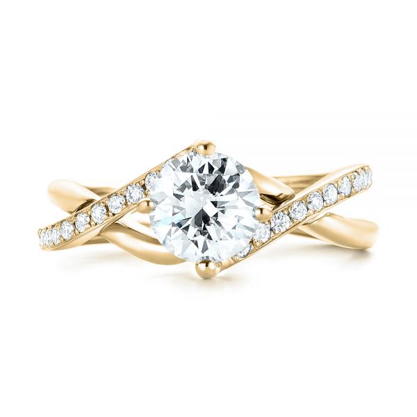 18k Yellow Gold 18k Yellow Gold Custom Diamond Engagement Ring - Top View -  102969