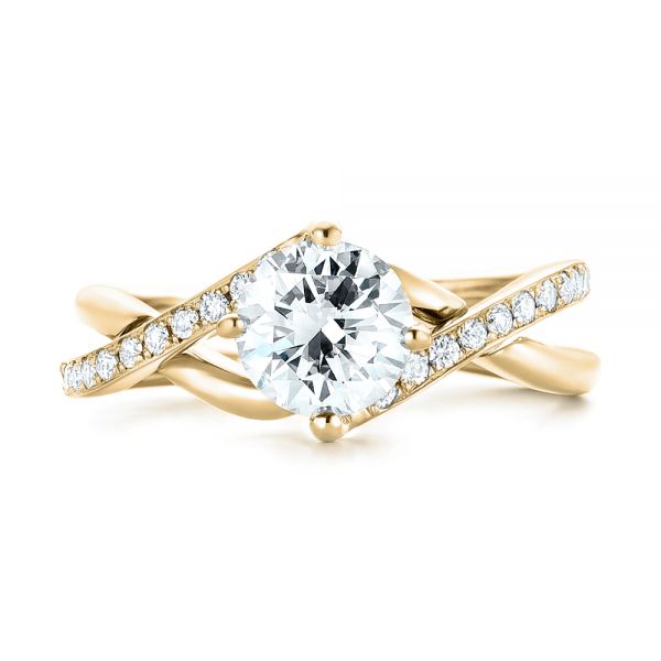18k Yellow Gold 18k Yellow Gold Custom Diamond Engagement Ring - Top View - 102969