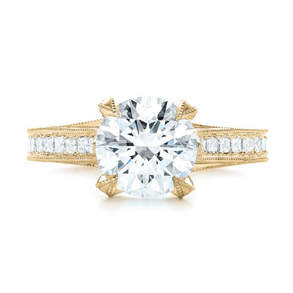 18k Yellow Gold 18k Yellow Gold Custom Diamond Engagement Ring - Top View -  103013
