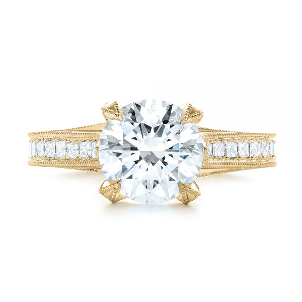 14k Yellow Gold 14k Yellow Gold Custom Diamond Engagement Ring - Top View - 103013