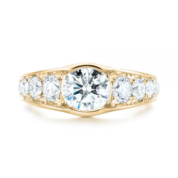 18k Yellow Gold 18k Yellow Gold Custom Diamond Engagement Ring - Top View -  103165