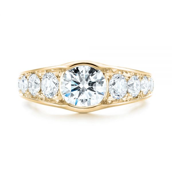 18k Yellow Gold 18k Yellow Gold Custom Diamond Engagement Ring - Top View - 103165