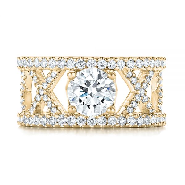 18k Yellow Gold 18k Yellow Gold Custom Diamond Engagement Ring - Top View -  103215