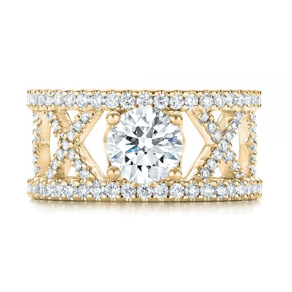 14k Yellow Gold 14k Yellow Gold Custom Diamond Engagement Ring - Top View - 103215
