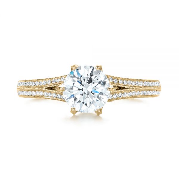 18k Yellow Gold 18k Yellow Gold Custom Diamond Engagement Ring - Top View -  103428