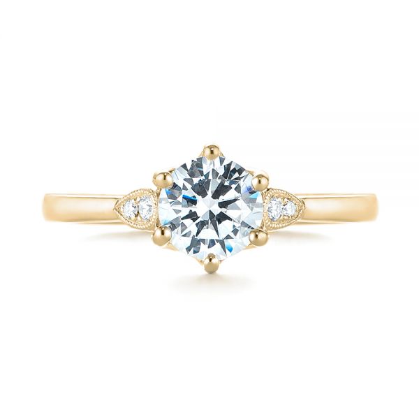 18k Yellow Gold 18k Yellow Gold Custom Diamond Engagement Ring - Top View -  104329