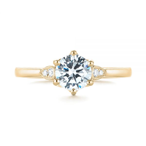 14k Yellow Gold 14k Yellow Gold Custom Diamond Engagement Ring - Top View - 104329