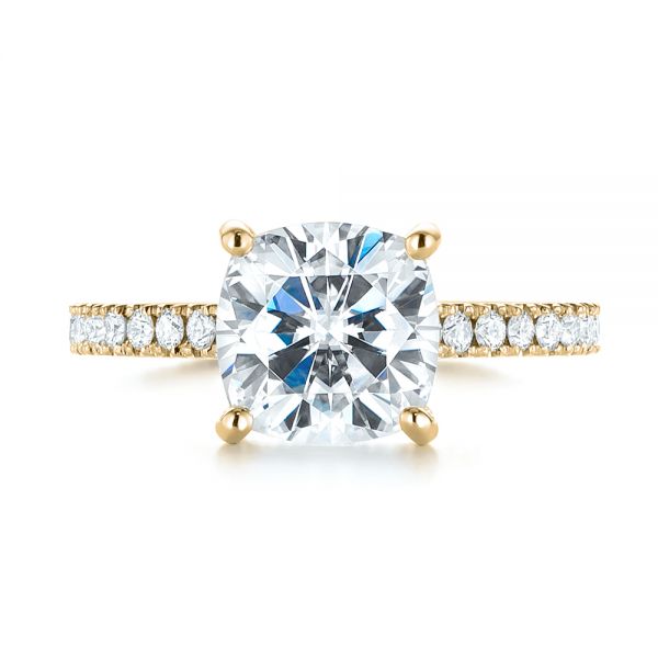 18k Yellow Gold 18k Yellow Gold Custom Diamond Engagement Ring - Top View -  104401