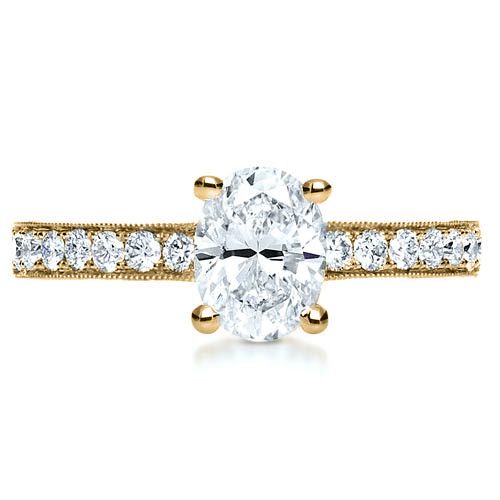 18k Yellow Gold 18k Yellow Gold Custom Diamond Engagement Ring - Top View -  1107