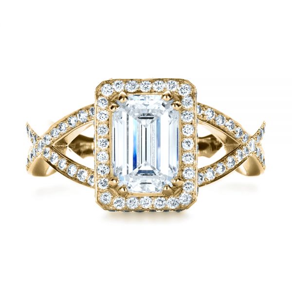 18k Yellow Gold 18k Yellow Gold Custom Diamond Engagement Ring - Top View -  1159