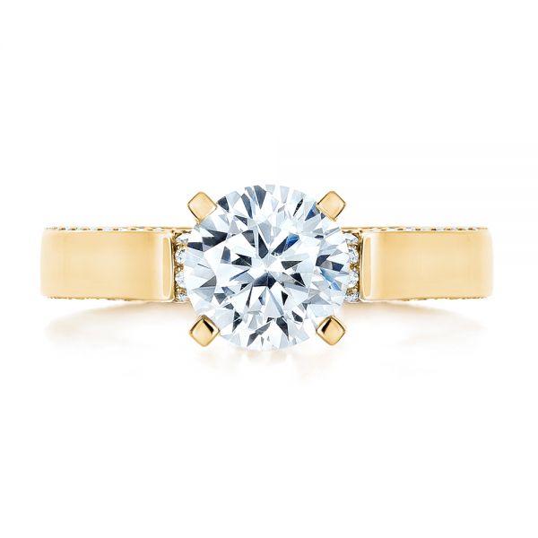 18k Yellow Gold 18k Yellow Gold Custom Diamond Engagement Ring - Top View -  1259