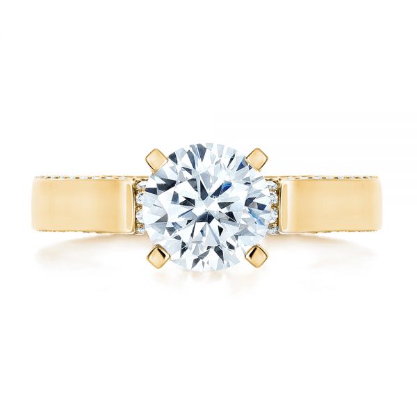 14k Yellow Gold 14k Yellow Gold Custom Diamond Engagement Ring - Top View - 1259