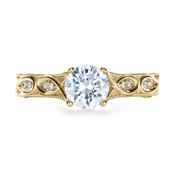 14k Yellow Gold 14k Yellow Gold Custom Diamond Engagement Ring - Top View - 1296