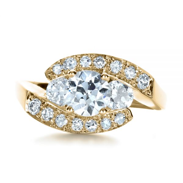 14k Yellow Gold 14k Yellow Gold Custom Diamond Engagement Ring - Top View -  1302
