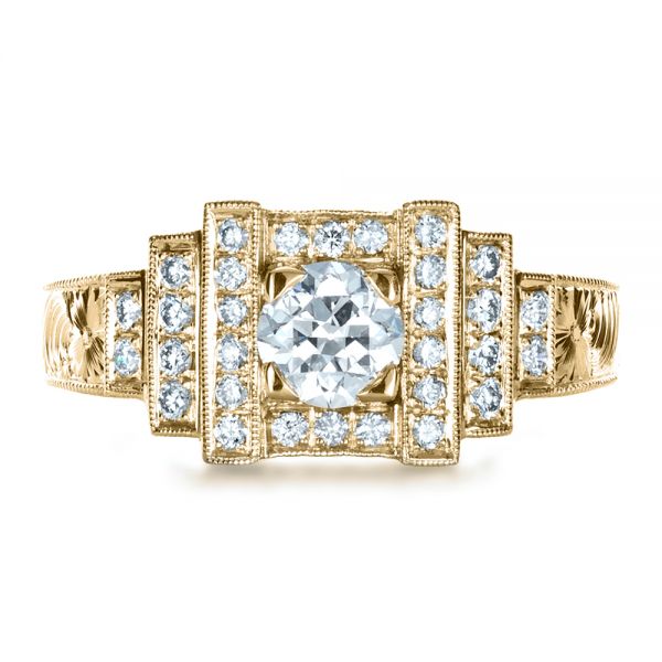 18k Yellow Gold 18k Yellow Gold Custom Diamond Engagement Ring - Top View -  1346