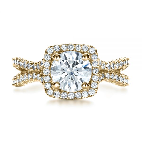 18k Yellow Gold 18k Yellow Gold Custom Diamond Engagement Ring - Top View -  1407