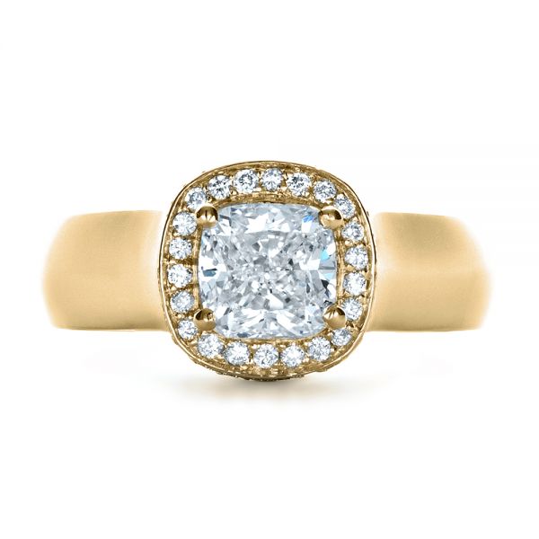 18k Yellow Gold 18k Yellow Gold Custom Diamond Engagement Ring - Top View - 1408