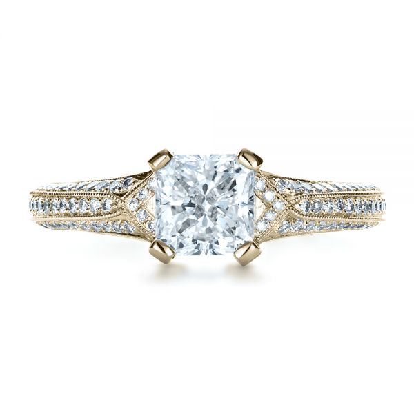 14k Yellow Gold 14k Yellow Gold Custom Diamond Engagement Ring - Top View -  1410