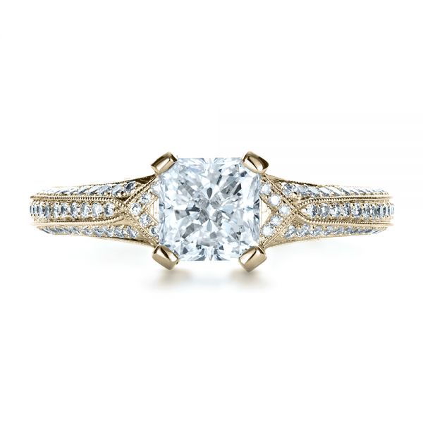 14k Yellow Gold 14k Yellow Gold Custom Diamond Engagement Ring - Top View - 1410