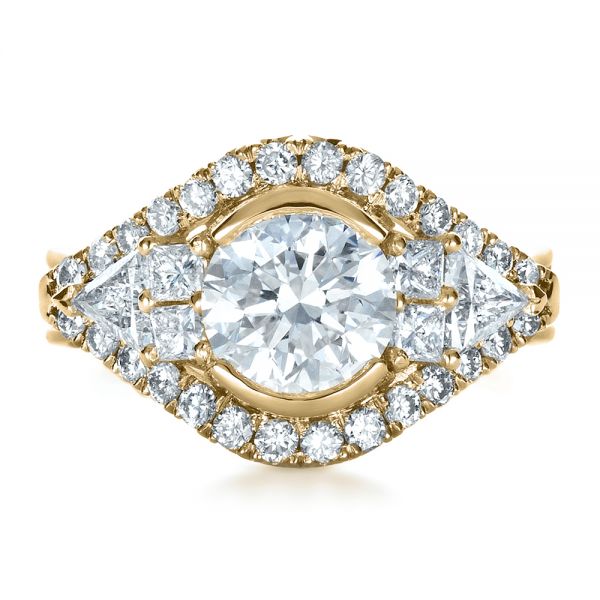 14k Yellow Gold 14k Yellow Gold Custom Diamond Engagement Ring - Top View -  1414