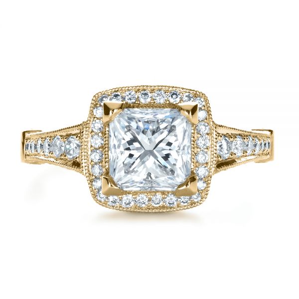 18k Yellow Gold 18k Yellow Gold Custom Diamond Engagement Ring - Top View - 1416