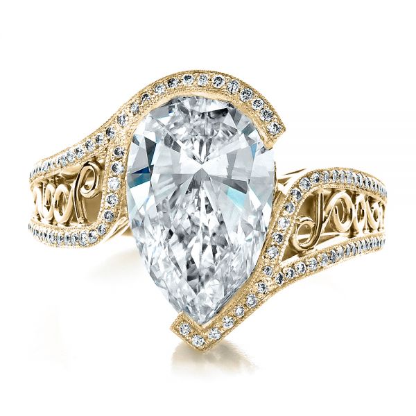 18k Yellow Gold 18k Yellow Gold Custom Diamond Engagement Ring - Top View -  1442