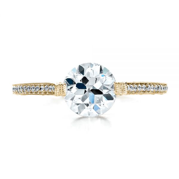 18k Yellow Gold 18k Yellow Gold Custom Diamond Engagement Ring - Top View -  1443