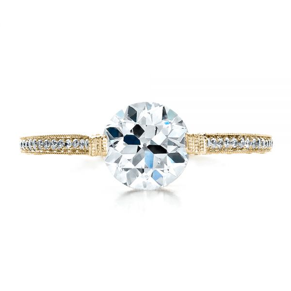 14k Yellow Gold 14k Yellow Gold Custom Diamond Engagement Ring - Top View - 1443