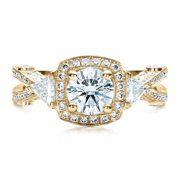 18k Yellow Gold 18k Yellow Gold Custom Diamond Engagement Ring - Top View -  1451