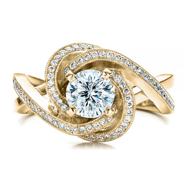 18k Yellow Gold 18k Yellow Gold Custom Diamond Engagement Ring - Top View -  1476