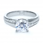  18K Gold Custom Diamond Engagement Ring - Flat View -  1113 - Thumbnail