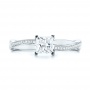 14k White Gold Custom Diamond Engagement Ring - Top View -  103637 - Thumbnail