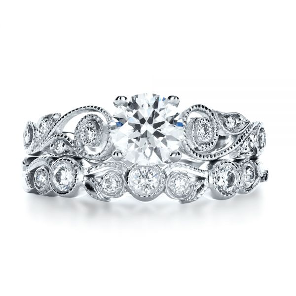  Platinum Custom Diamond Engagement Set - Top View -  1154