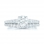  14K Gold Custom Diamond Engagement And Wedding Ring Set - Top View -  102595 - Thumbnail