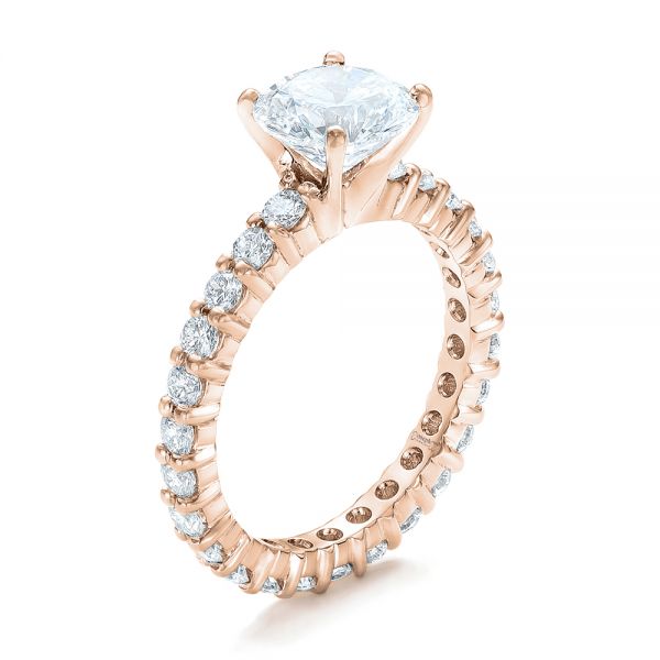14k Rose Gold 14k Rose Gold Custom Diamond Eternity Engagement Ring - Three-Quarter View - 102170