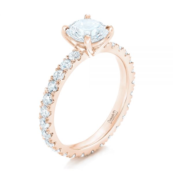 14k Rose Gold 14k Rose Gold Custom Diamond Eternity Engagement Ring - Three-Quarter View -  102440
