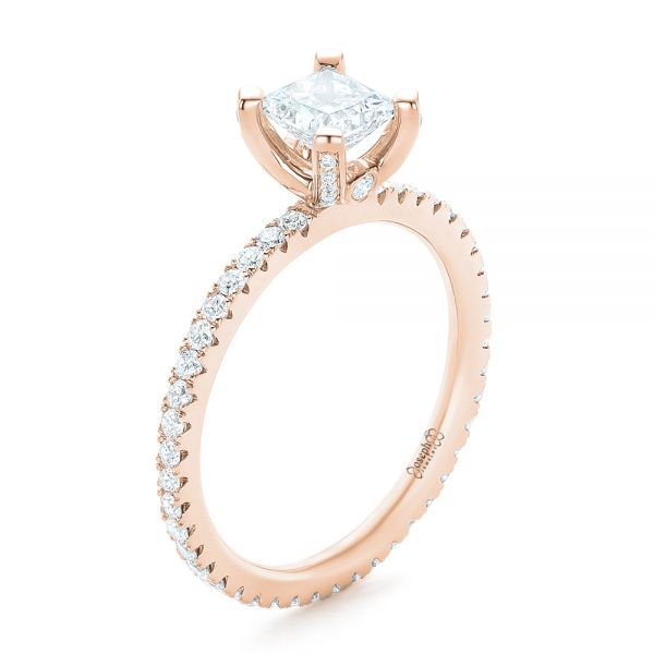 18k Rose Gold 18k Rose Gold Custom Diamond Eternity Engagement Ring - Three-Quarter View -  102919