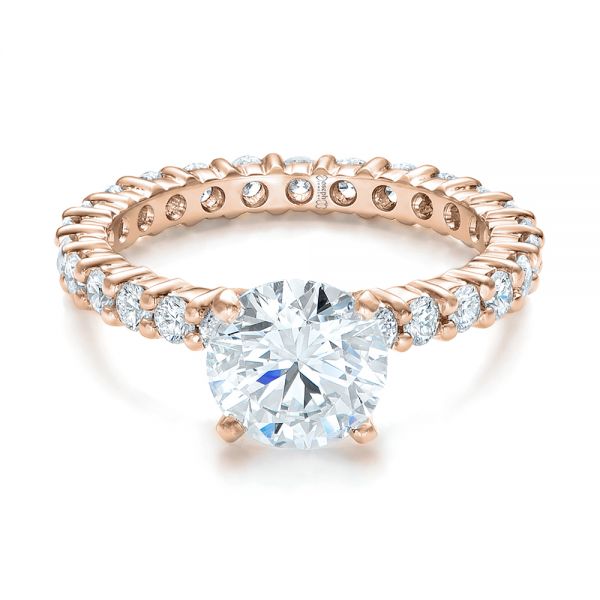 14k Rose Gold 14k Rose Gold Custom Diamond Eternity Engagement Ring - Flat View -  102170