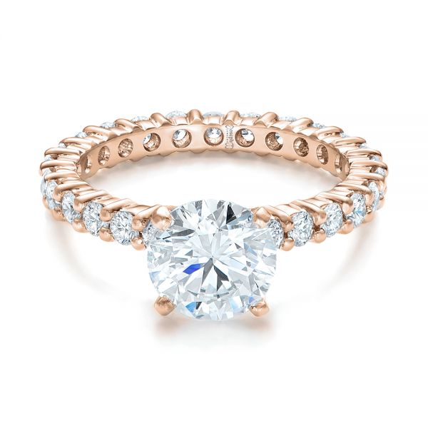 14k Rose Gold 14k Rose Gold Custom Diamond Eternity Engagement Ring - Flat View - 102170