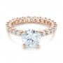 18k Rose Gold 18k Rose Gold Custom Diamond Eternity Engagement Ring - Flat View -  102170 - Thumbnail