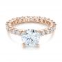 18k Rose Gold 18k Rose Gold Custom Diamond Eternity Engagement Ring - Flat View -  102170 - Thumbnail