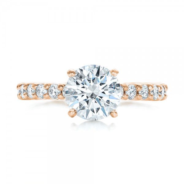 18k Rose Gold 18k Rose Gold Custom Diamond Eternity Engagement Ring - Top View -  102170