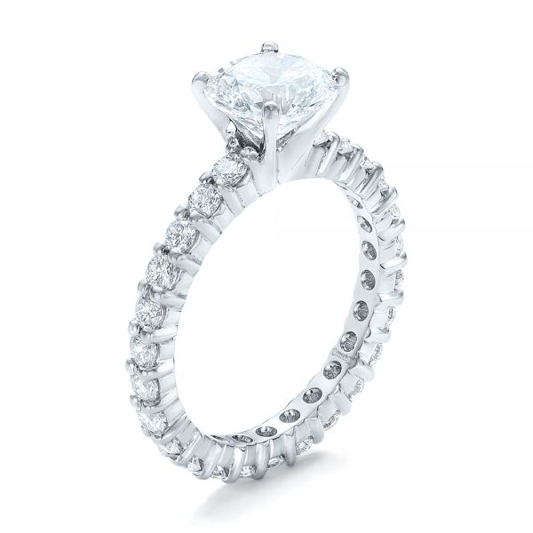 14k White Gold 14k White Gold Custom Diamond Eternity Engagement Ring - Three-Quarter View -  102170