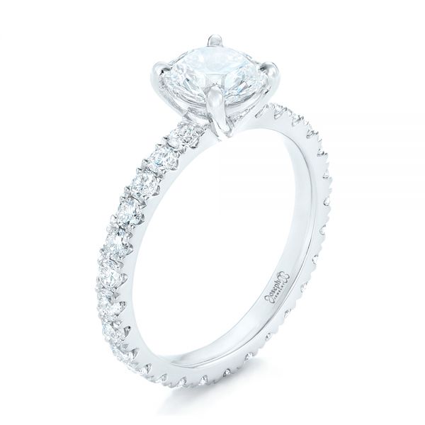  Platinum Custom Diamond Eternity Engagement Ring - Three-Quarter View -  102440